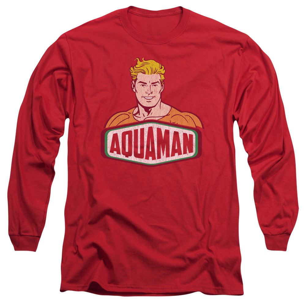 Dco - Aquaman Sign - Long Sleeve Adult 18/1 - Red T-shirt
