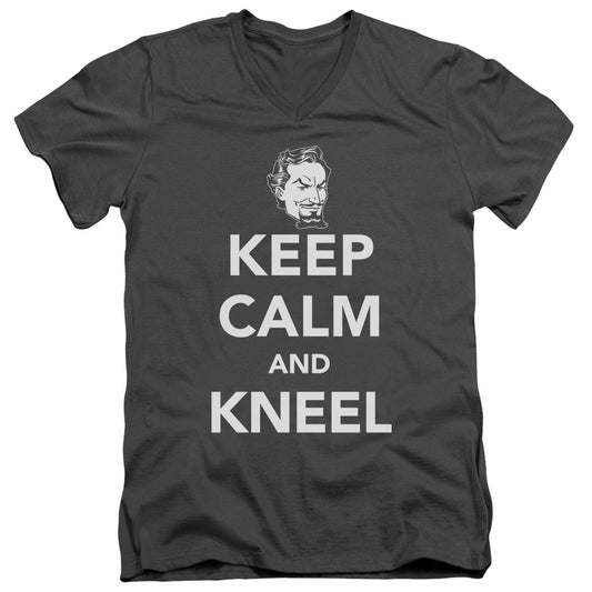 Dc - Keep Calm And Kneel - Short Sleeve Adult V-neck - Charcoal T-shirt