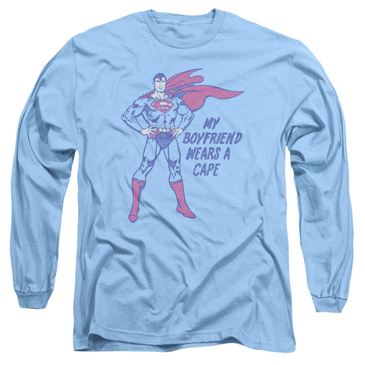 Dc - Wears A Cape - Long Sleeve Adult 18/1 - Carolina Blue T-shirt
