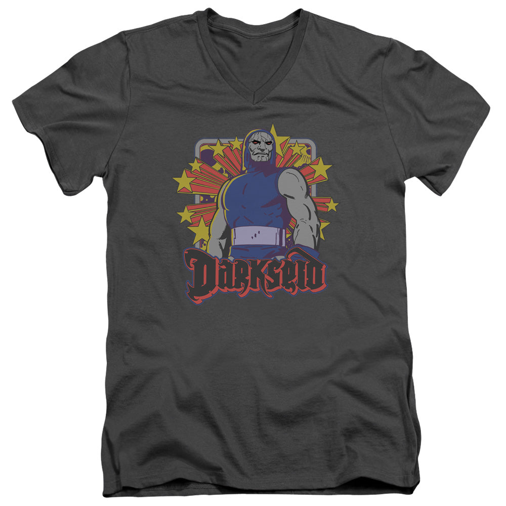 Dc - Darkseid Stars - Short Sleeve Adult V-neck 30/1 - Charcoal T-shirt