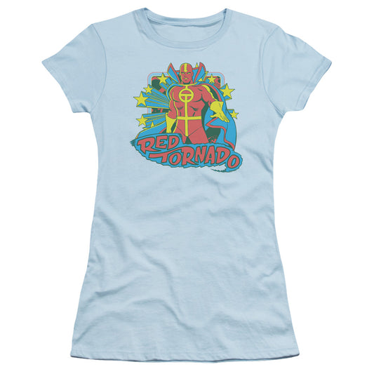 Dc - Red Tornado Stars - Short Sleeve Junior Sheer - Light Blue T-shirt