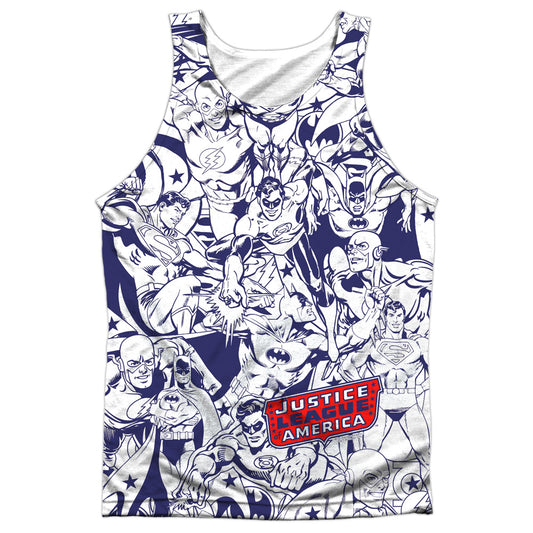 Dc - Justice All Around - Adult 100% Poly Tank Top - White