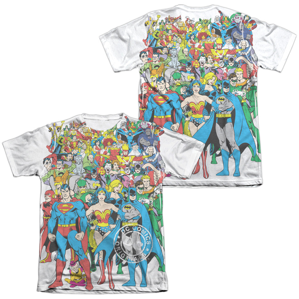 Dc - Original Universe (Front/back Print) - Adult 65/35 Poly/cotton Short Sleeve Tee - White T-shirt