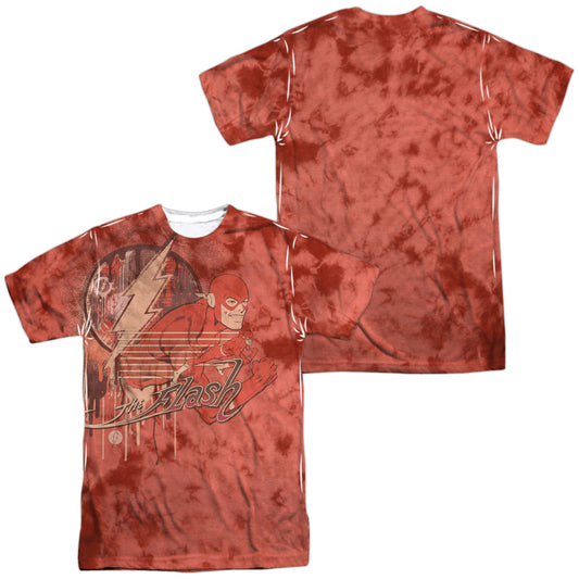 Dc Flash - Charge Ahead (Front/back Print) -  Short Sleeve Adult 100% Poly Crew - White T-shirt