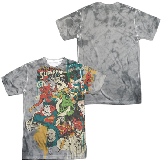 Dc - Friends Or Foes (Front/back Print) -  Short Sleeve Adult 100% Poly Crew - White T-shirt