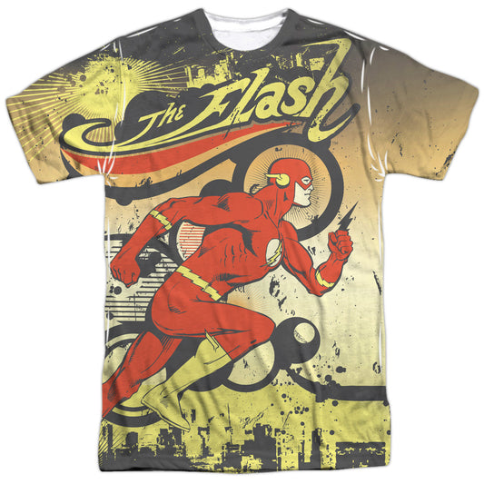 Dc Flash - Just Passing Through -  Short Sleeve Adult 100% Poly Crew - White T-shirt