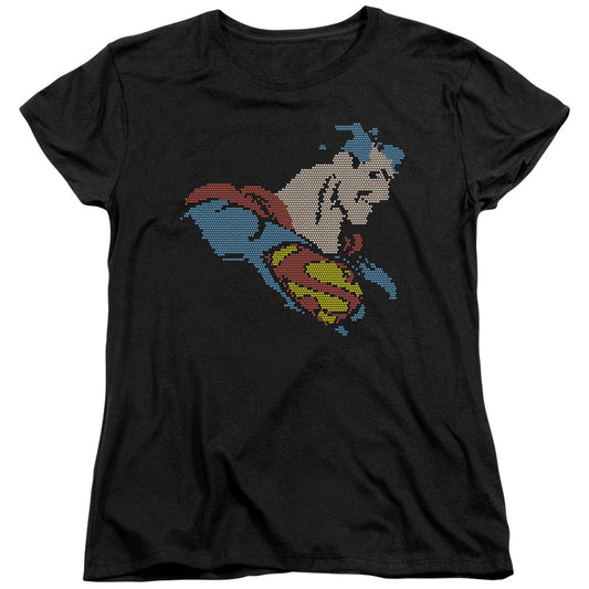 Dc - Lite Brite Superman - Short Sleeve Womens Tee - Black T-shirt