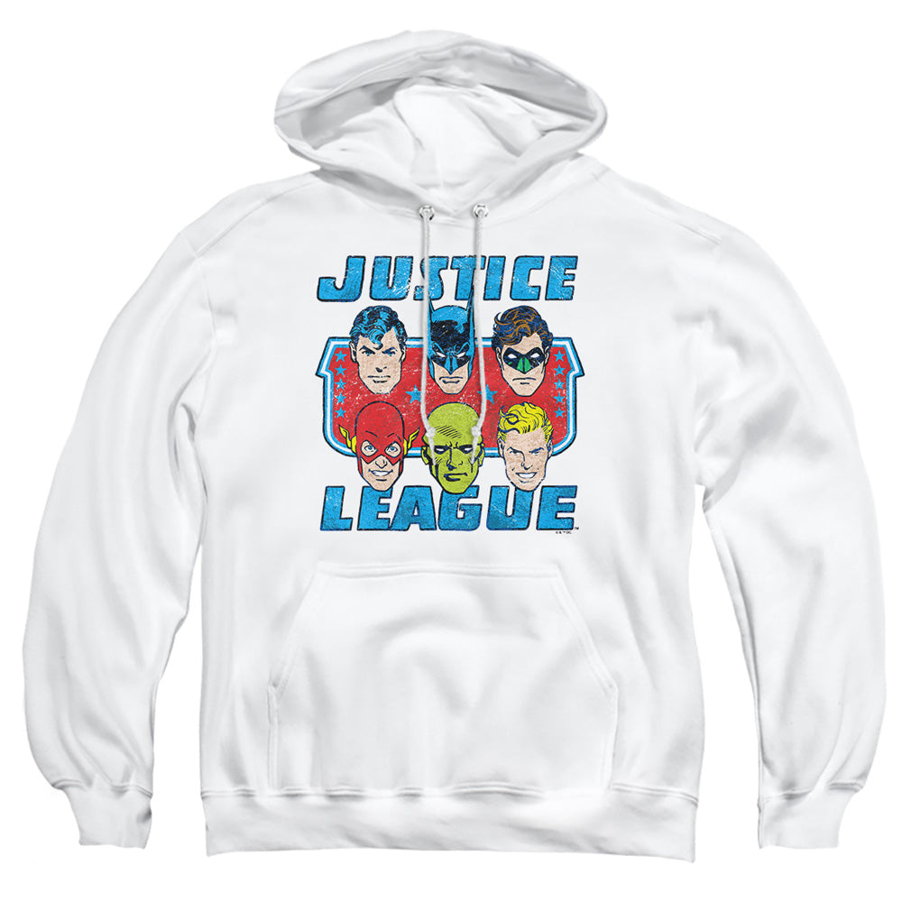 Dc - Faces Of Justice - Adult Pull-over Hoodie - White