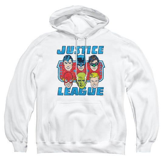 Dc - Faces Of Justice - Adult Pull-over Hoodie - White