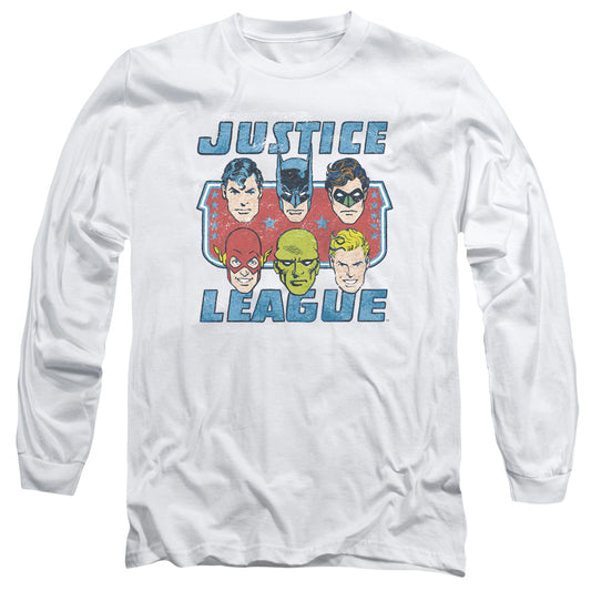 Dc - Faces Of Justice - Long Sleeve Adult 18/1 - White T-shirt