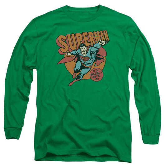 Dc - Job For Me - Long Sleeve Adult 18/1 - Kelly Green T-shirt