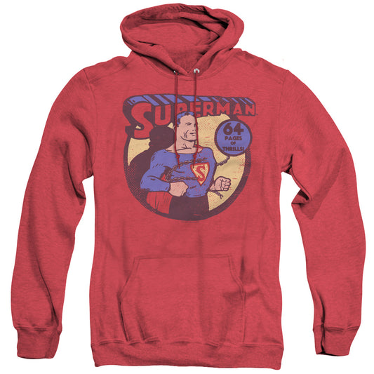 Dc - Superman 64 - Adult Heather Hoodie - Red