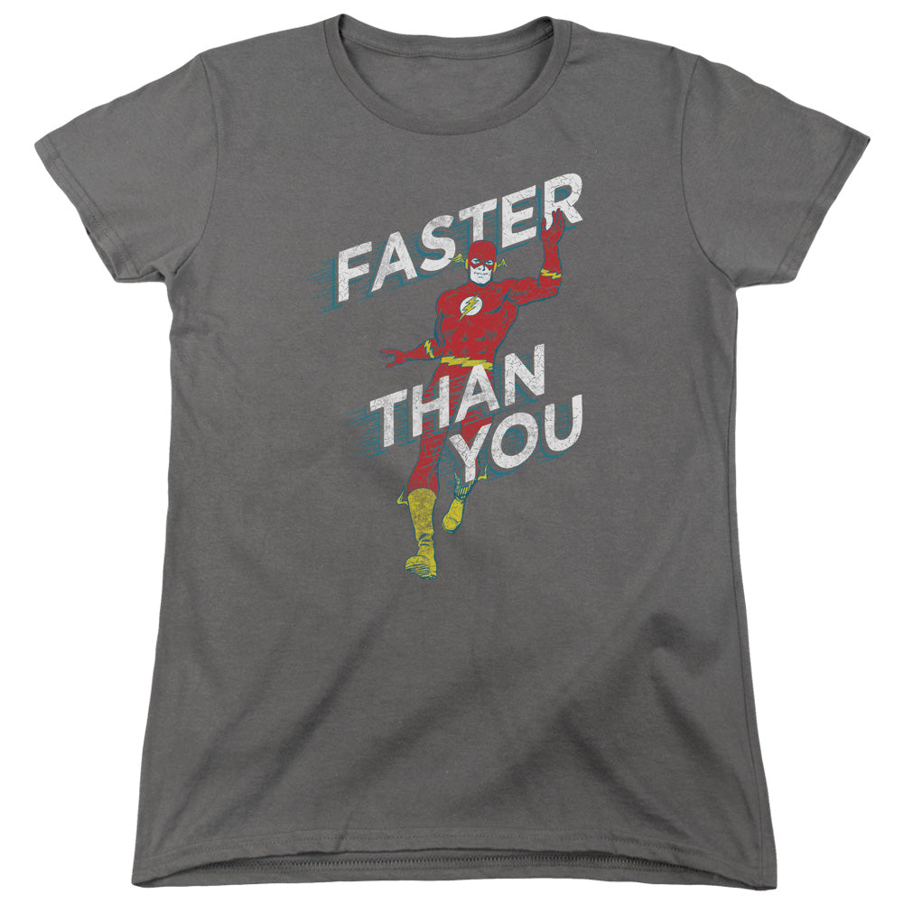 Dc Flash - Faster Than You - Short Sleeve Womens Tee - Charcoal T-shirt