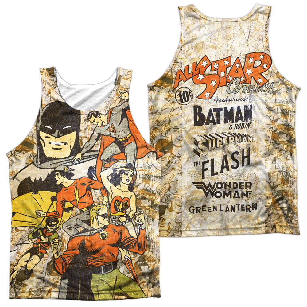 Dc - All Stars (Front/back Print) - Adult 100% Poly Tank Top - White