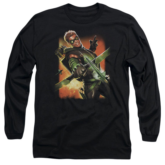 Jla - Green Arrow #1 - Long Sleeve Adult 18/1 - Black T-shirt