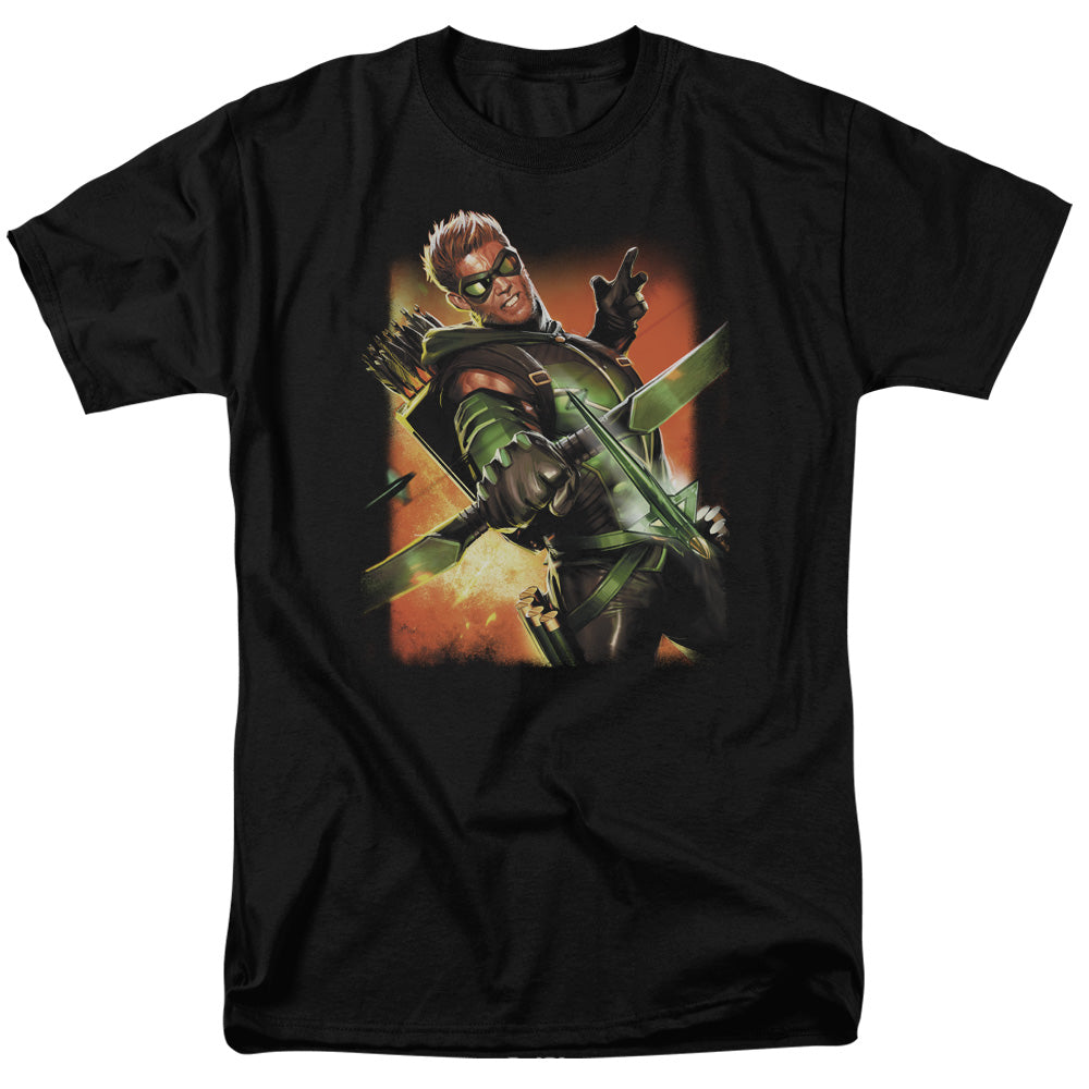Jla - Green Arrow #1 - Short Sleeve Adult 18/1 - Black T-shirt