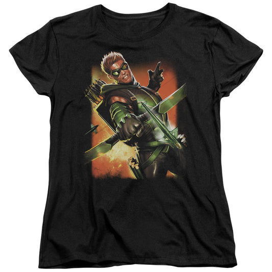 Jla - Green Arrow #1 - Short Sleeve Womens Tee - Black T-shirt