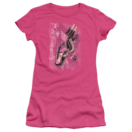 Jla - Catwoman #1 - Short Sleeve Junior Sheer - Hot Pink T-shirt