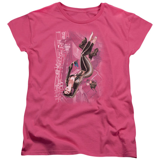 Jla - Catwoman #1 - Short Sleeve Womens Tee - Hot Pink T-shirt