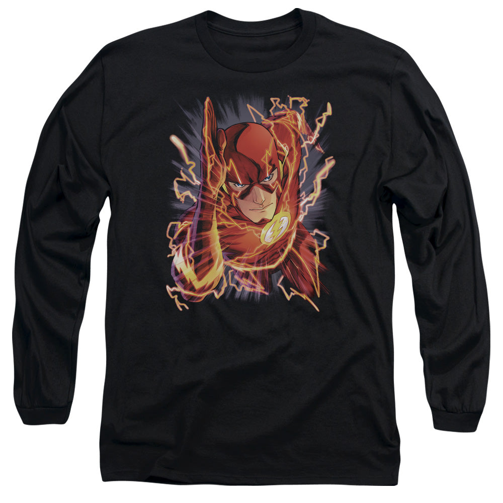 Jla - Flash #1 - Long Sleeve Adult 18/1 - Black T-shirt