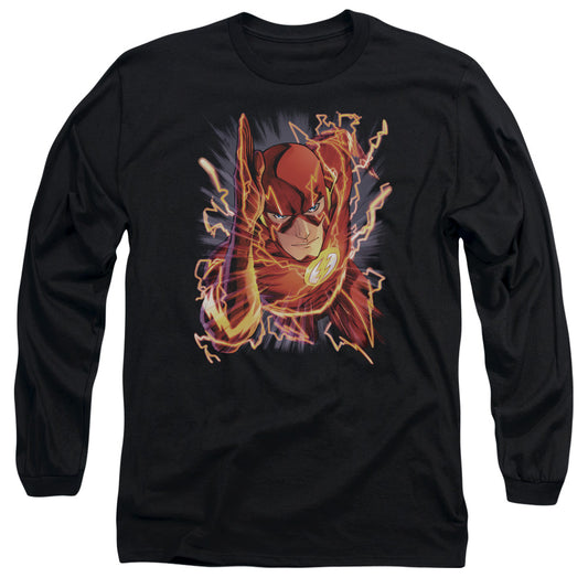 Jla - Flash #1 - Long Sleeve Adult 18/1 - Black T-shirt