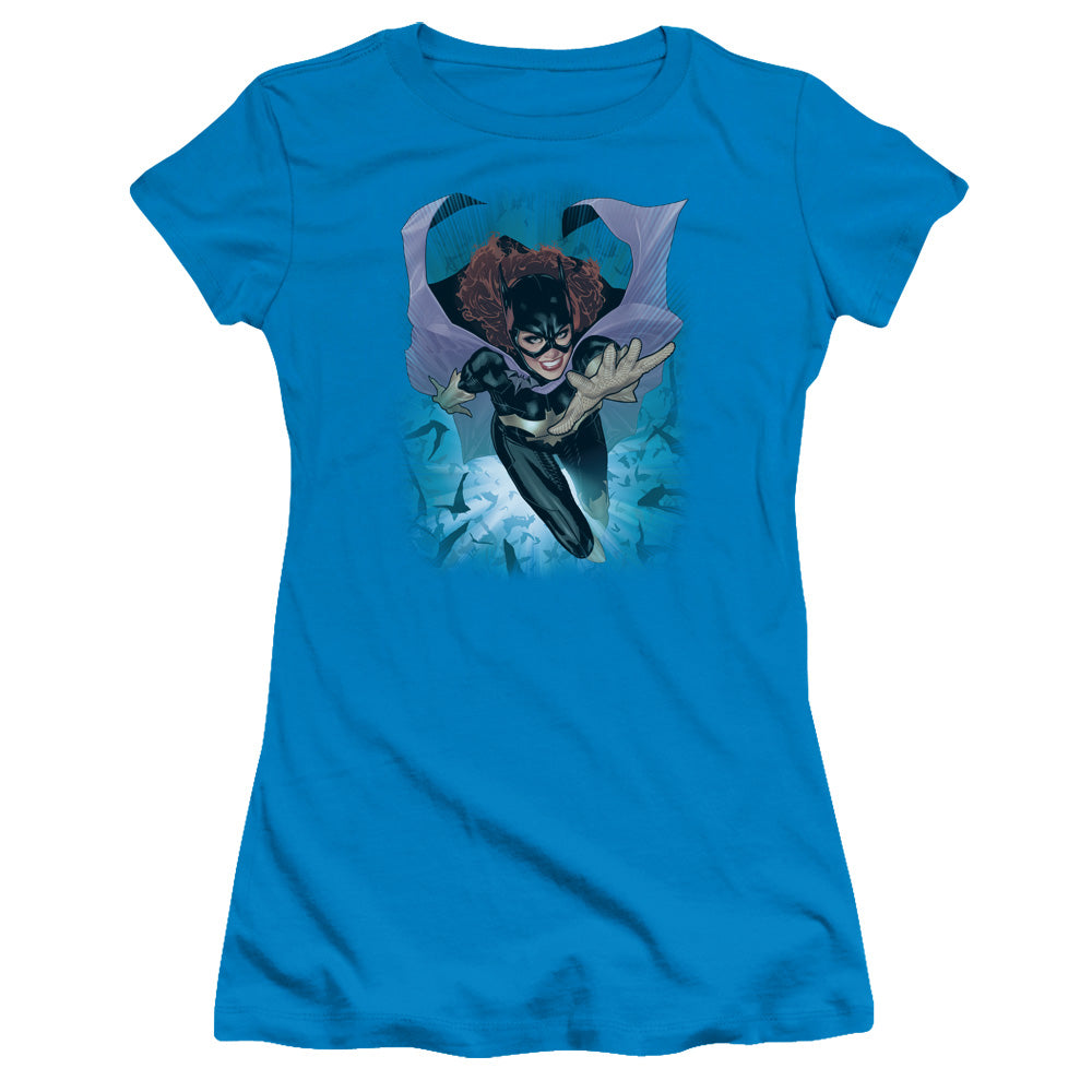 Jla - Batgirl #1 - Short Sleeve Junior Sheer - Turquoise T-shirt