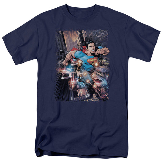 Superman - Action Comics #1 - Short Sleeve Adult 18/1 - Navy T-shirt