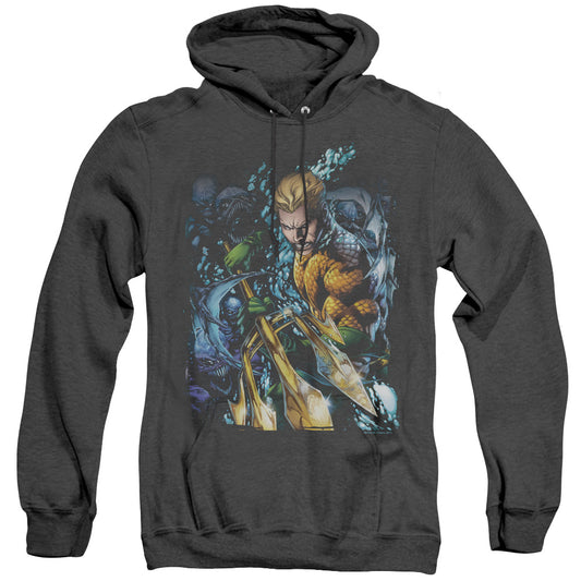 Jla - Aquaman #1 - Adult Heather Hoodie - Black