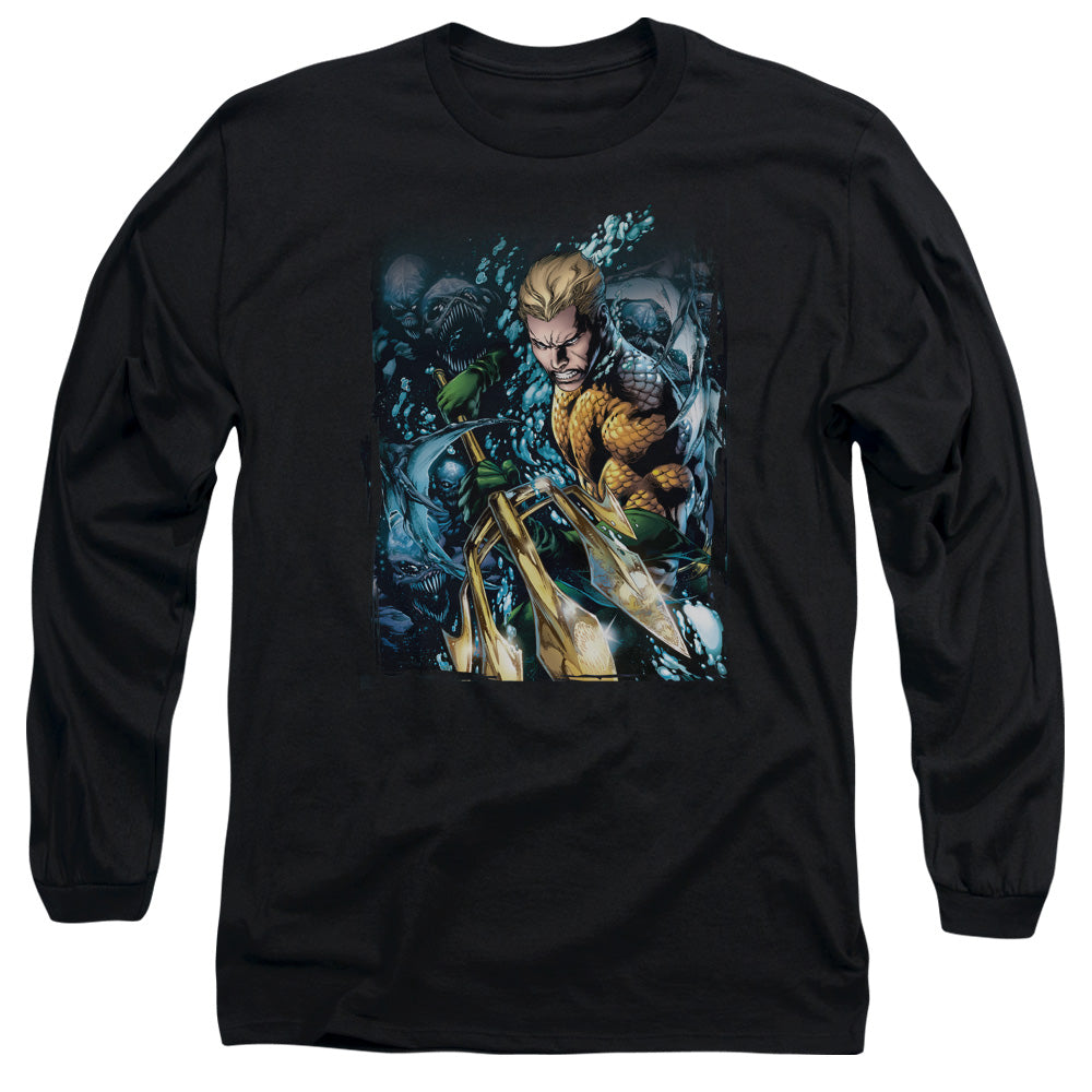 Jla - Aquaman #1 - Long Sleeve Adult 18/1 - Black T-shirt