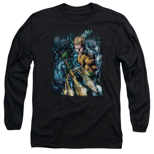 Jla - Aquaman #1 - Long Sleeve Adult 18/1 - Black T-shirt