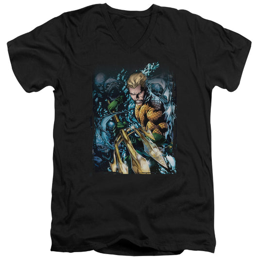 Jla - Aquaman #1 - Short Sleeve Adult V-neck - Black T-shirt