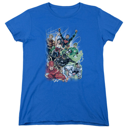 Jla - Justice League #1 - Short Sleeve Womens Tee - Royal Blue T-shirt