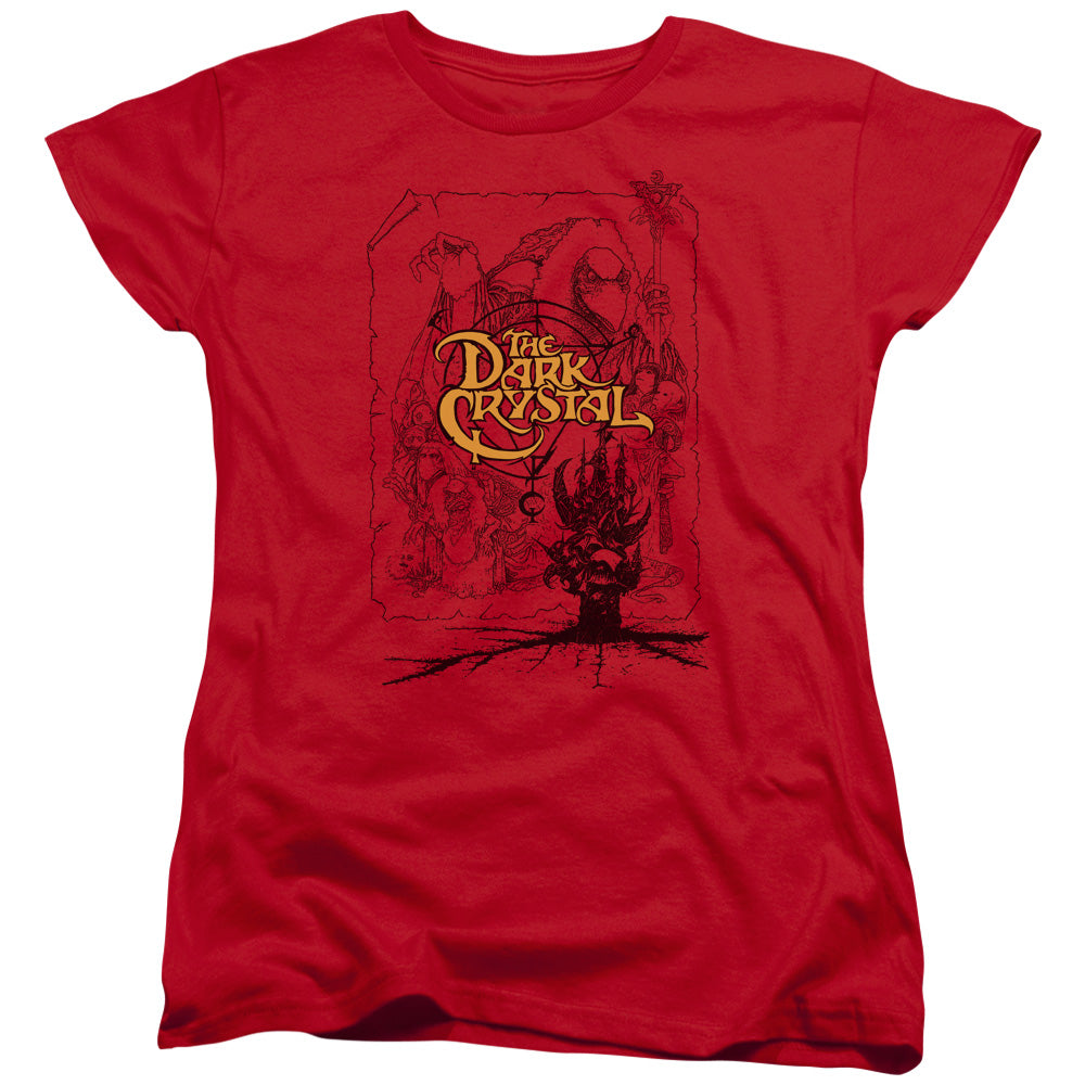 Dark Crystal - Poster Lines - Short Sleeve Womens Tee - Red T-shirt