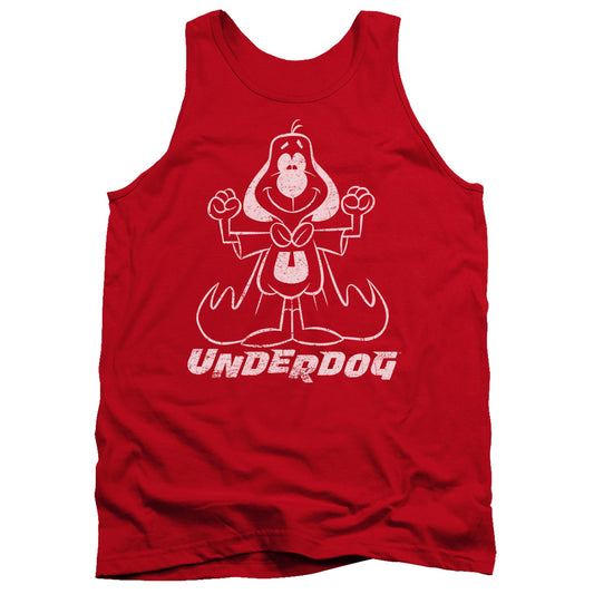 Underdog - Outline Under - Adult Tank - Red