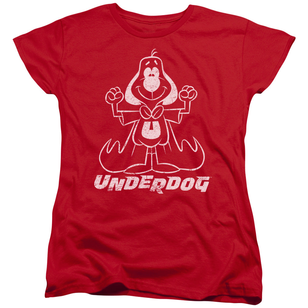 Underdog - Outline Under - Short Sleeve Womens Tee - Red T-shirt