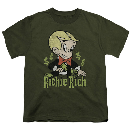 Richie Rich - Rich Logo - Short Sleeve Youth 18/1 - Military Green T-shirt