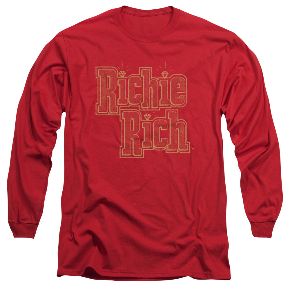 Richie Rich - Stacked - Long Sleeve Adult 18/1 - Red T-shirt