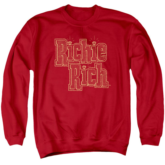 Richie Rich - Stacked - Adult Crewneck Sweatshirt - Red