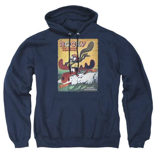 Rocky & Bullwinkle - Vintage Poster - Adult Pull-over Hoodie - Navy