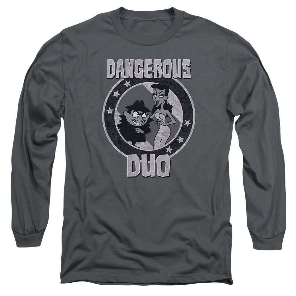 Rocky & Bullwinkle - Dangerous - Long Sleeve Adult 18/1 - Charcoal T-shirt