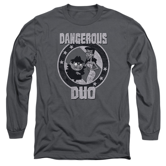 Rocky & Bullwinkle - Dangerous - Long Sleeve Adult 18/1 - Charcoal T-shirt