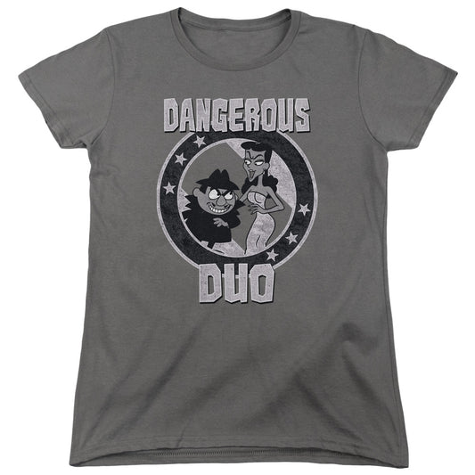 Rocky & Bullwinkle - Dangerous - Short Sleeve Womens Tee - Charcoal T-shirt