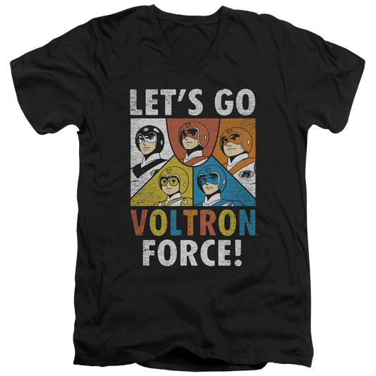 Voltron - Force - Short Sleeve Adult V-neck 30/1 - Black T-shirt