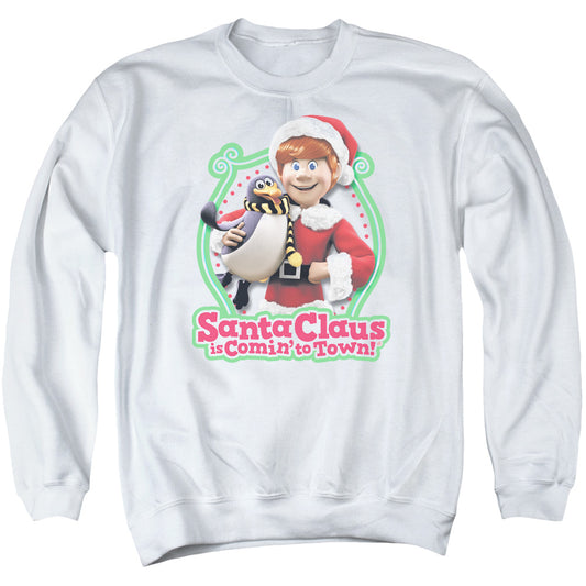 Santa Claus Is Comin To Town - Penguin - Adult Crewneck Sweatshirt - White