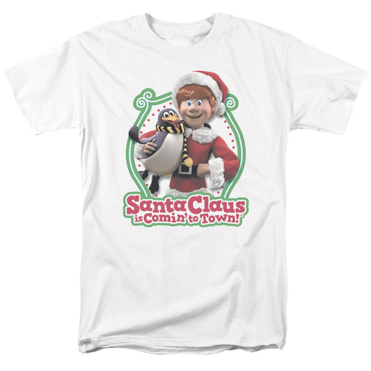 Santa Claus Is Comin To Town - Penguin - Short Sleeve Adult 18/1 - White T-shirt