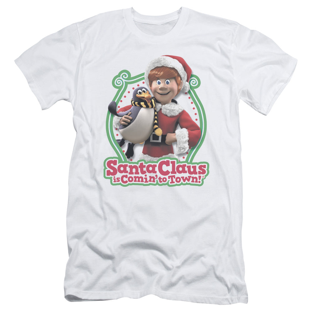 Santa Claus Is Comin To Town - Penguin - Short Sleeve Adult 30/1 - White T-shirt