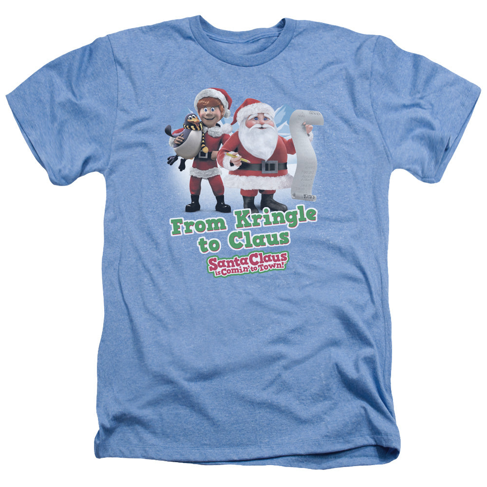 Santa Claus Is Comin To Town - Kringle To Claus - Adult Heather - Light Blue