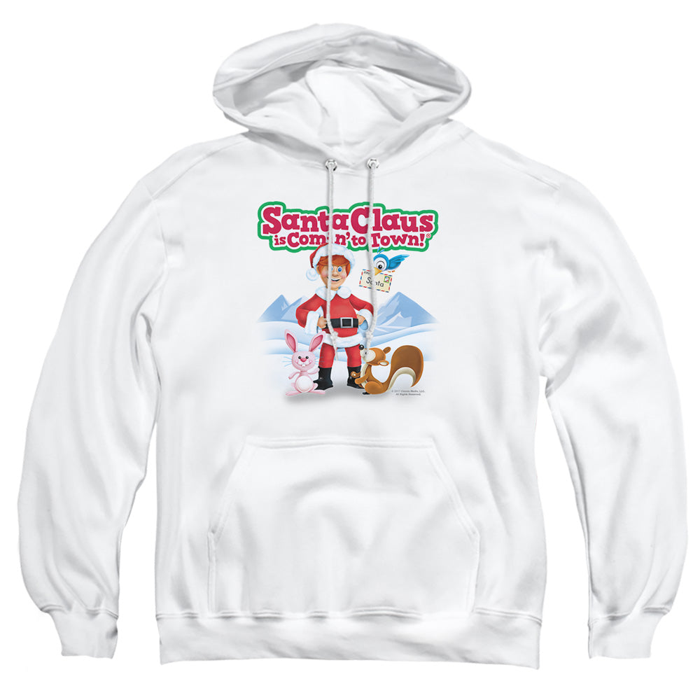 Santa Claus Is Comin To Town - Animal Friends - Adult Pull-over Hoodie - White