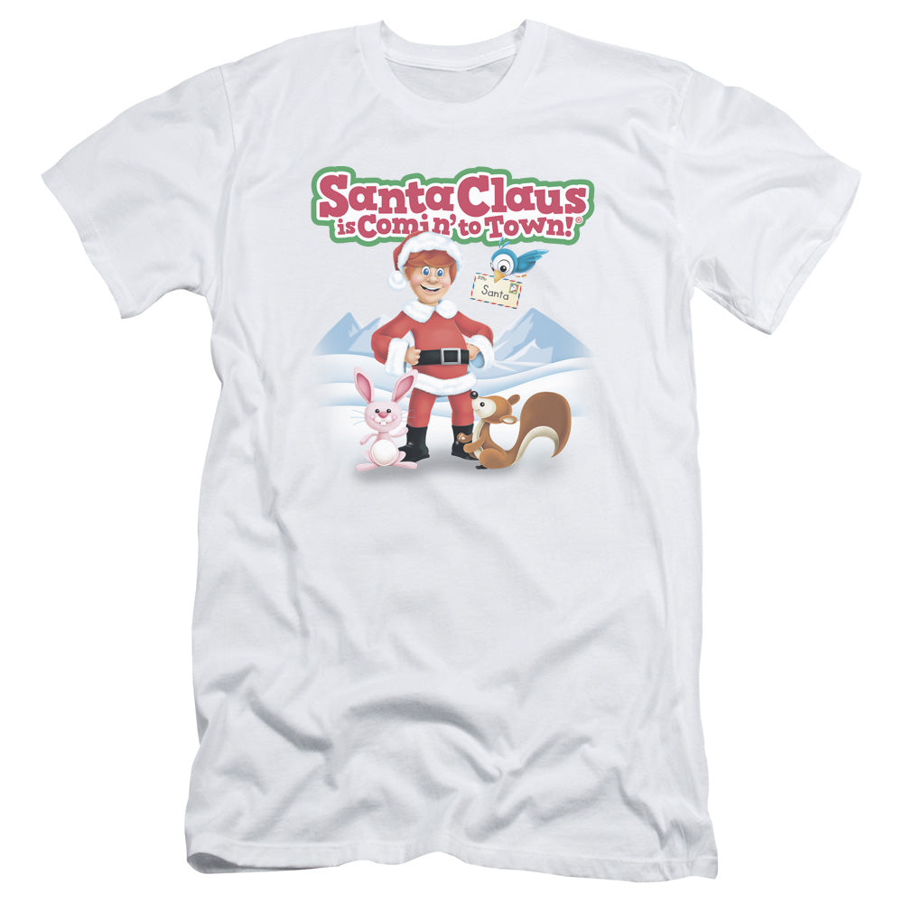 Santa Claus Is Comin To Town - Animal Friends - Short Sleeve Adult 30/1 - White T-shirt