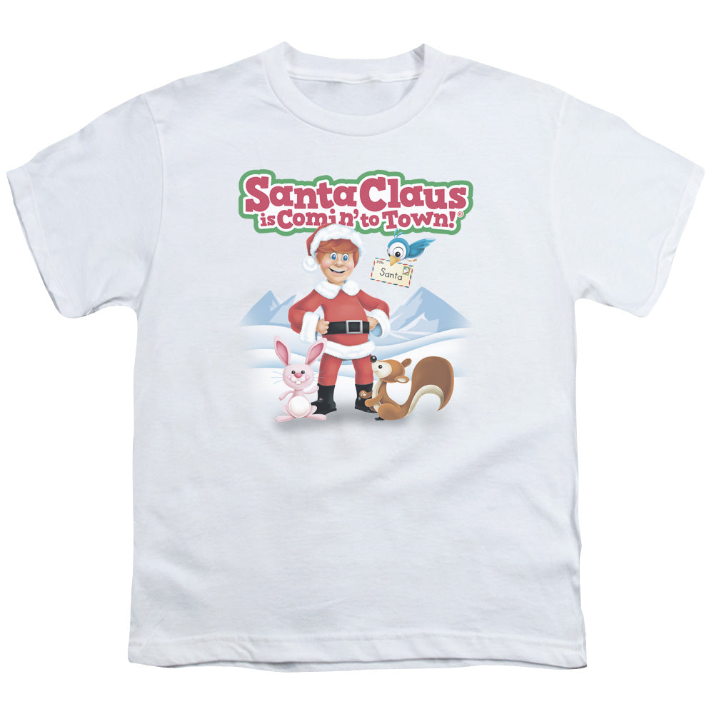 Santa Claus Is Comin To Town - Animal Friends - Short Sleeve Youth 18/1 - White T-shirt